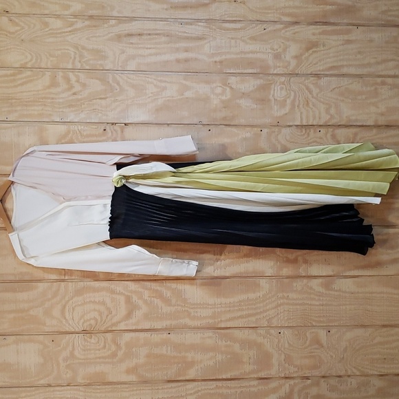 Victoria Beckham New Pleated Colorblock Asymmetrical Long Sleeve Dress … - Picture 1 of 12
